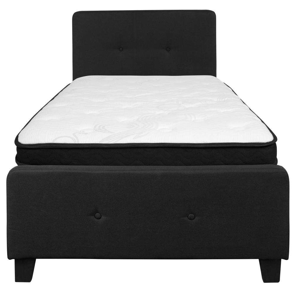 Tribeca Twin Size Tufted Upholstered Platform Bed In Black Fabric With Memory Foam Mattress By Flash Furniture | Beds | Modishstore - 3