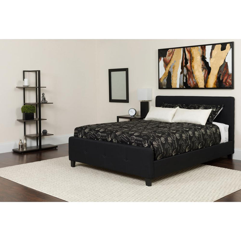 Tribeca Twin Size Tufted Upholstered Platform Bed In Black Fabric With Memory Foam Mattress By Flash Furniture | Beds | Modishstore - 1