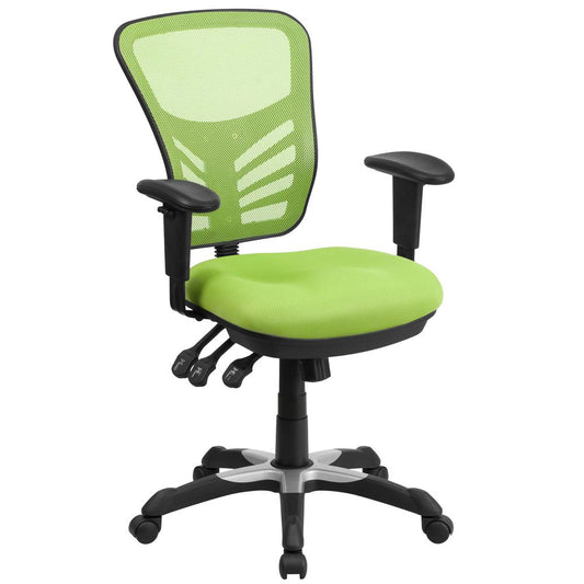 Mid-Back Green Mesh Multifunction Executive Swivel Ergonomic Office Chair With Adjustable Arms By Flash Furniture | Office Chairs | Modishstore - 1