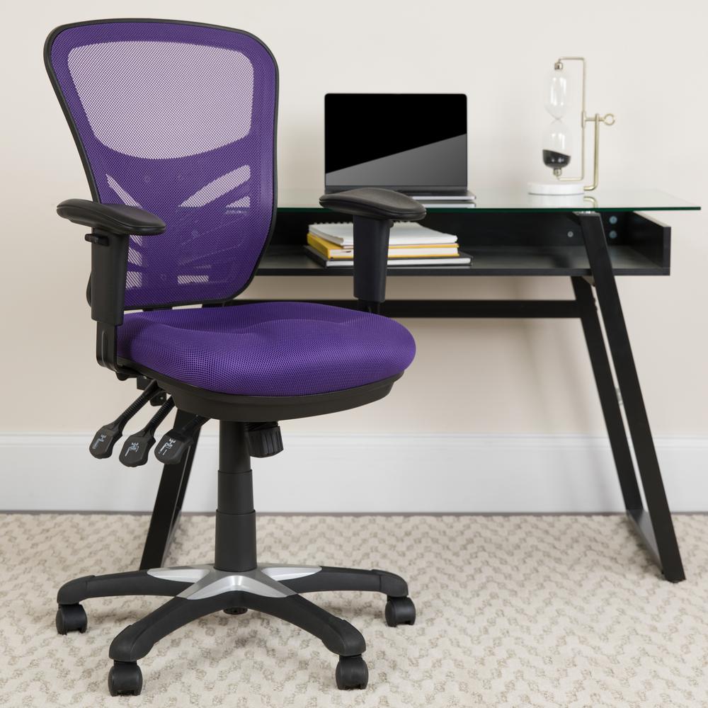 Mid-Back Purple Mesh Multifunction Executive Swivel Ergonomic Office Chair With Adjustable Arms By Flash Furniture | Office Chairs | Modishstore - 1