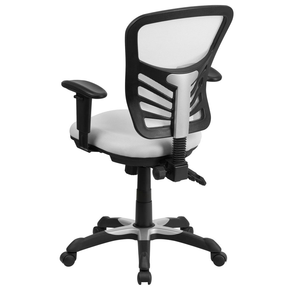 Mid-Back White Mesh Multifunction Executive Swivel Ergonomic Office Chair With Adjustable Arms By Flash Furniture | Office Chairs | Modishstore - 2