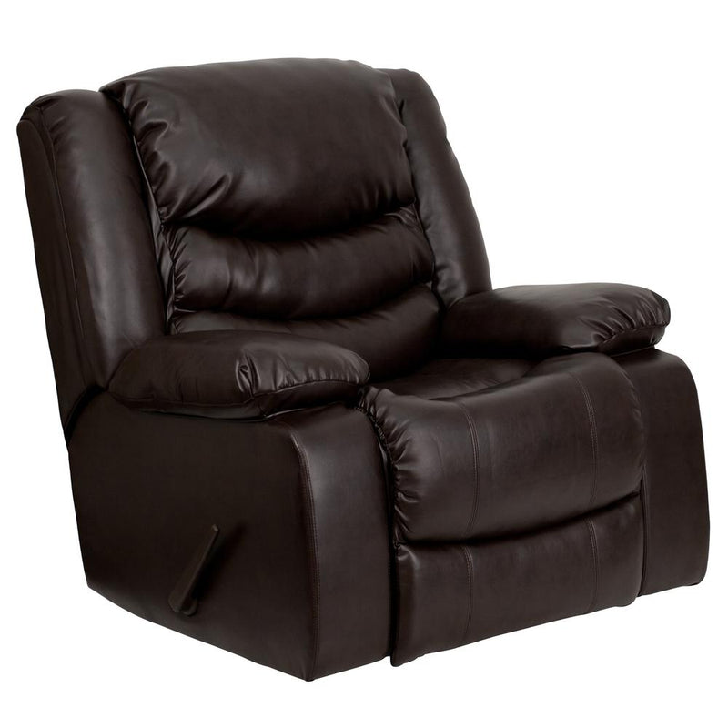 Plush Brown Leathersoft Lever Rocker Recliner With Padded Arms By Flash Furniture | Recliners | Modishstore - 1