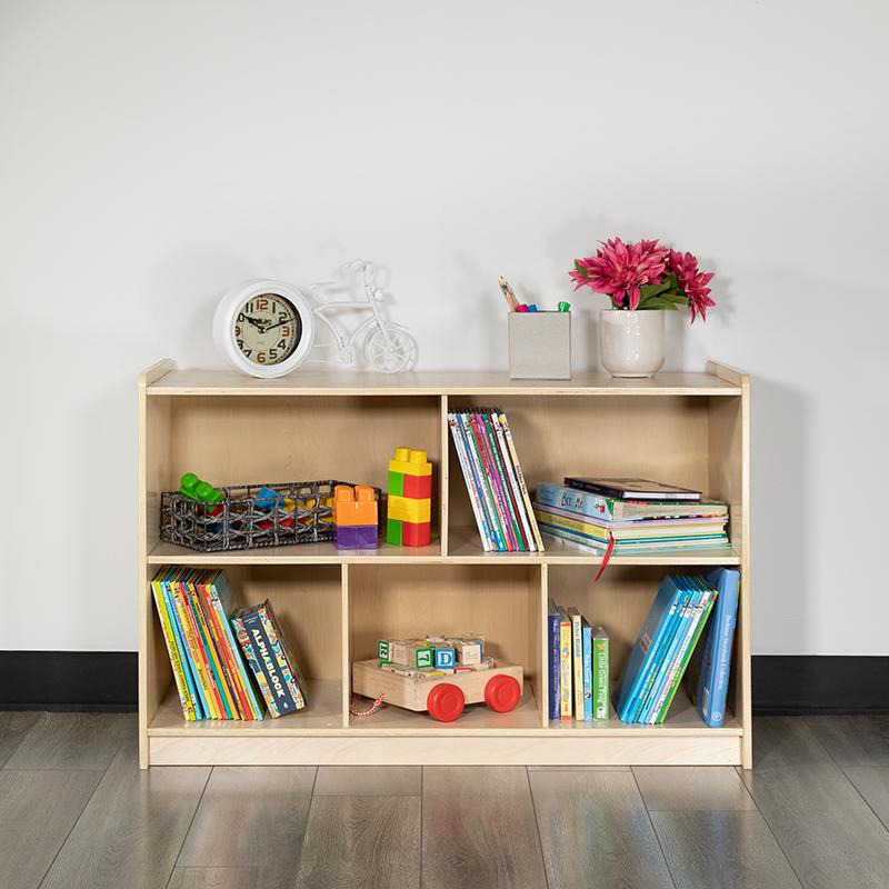 Wooden 5 Section School Classroom Storage Cabinet For Commercial Or Home Use - Safe, Kid Friendly Design - 24"H X 36"L (Natural) By Flash Furniture | Cabinets | Modishstore - 1