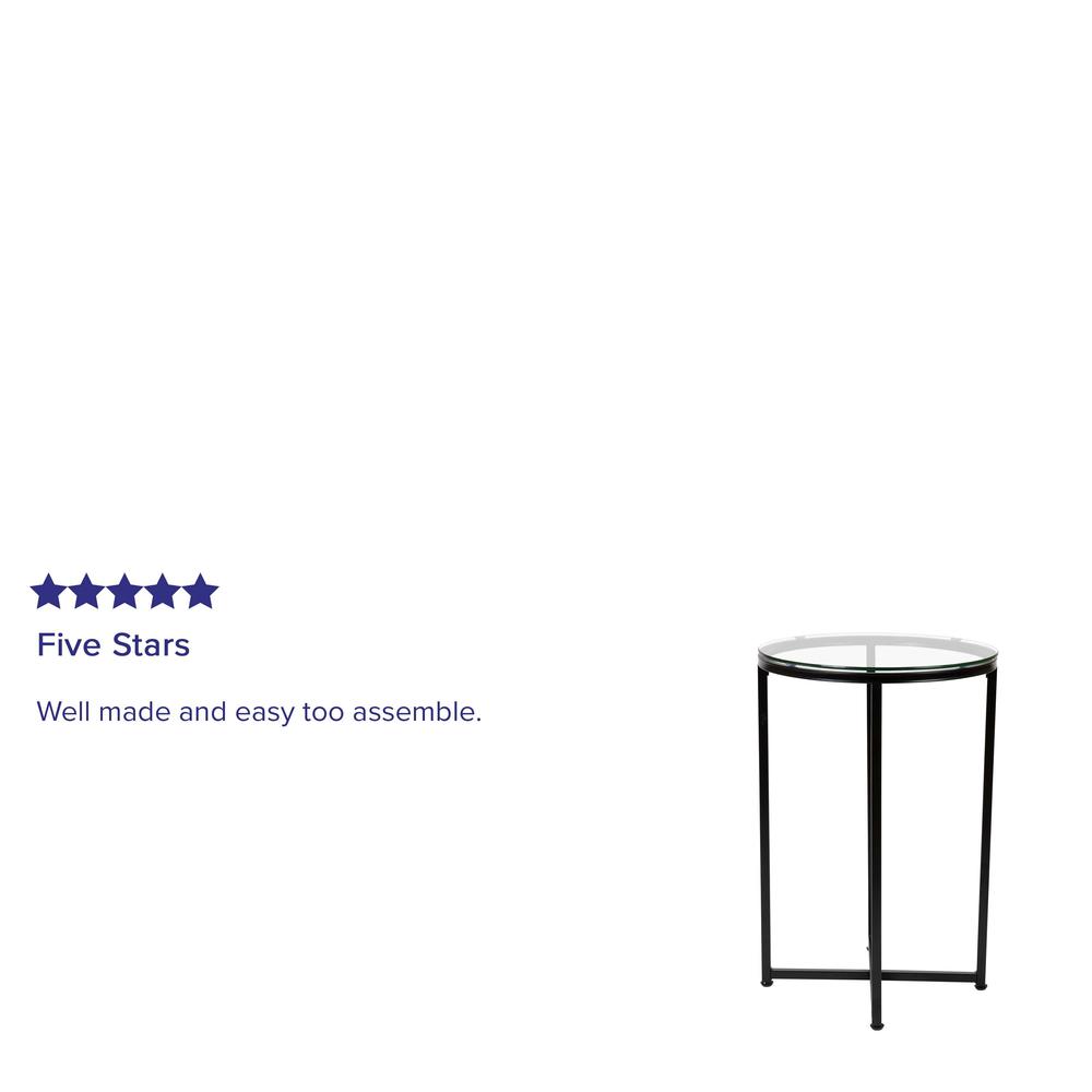 Greenwich Collection End Table - Modern Clear Glass Accent Table With Crisscross Matte Black Frame By Flash Furniture | End Tables | Modishstore - 4