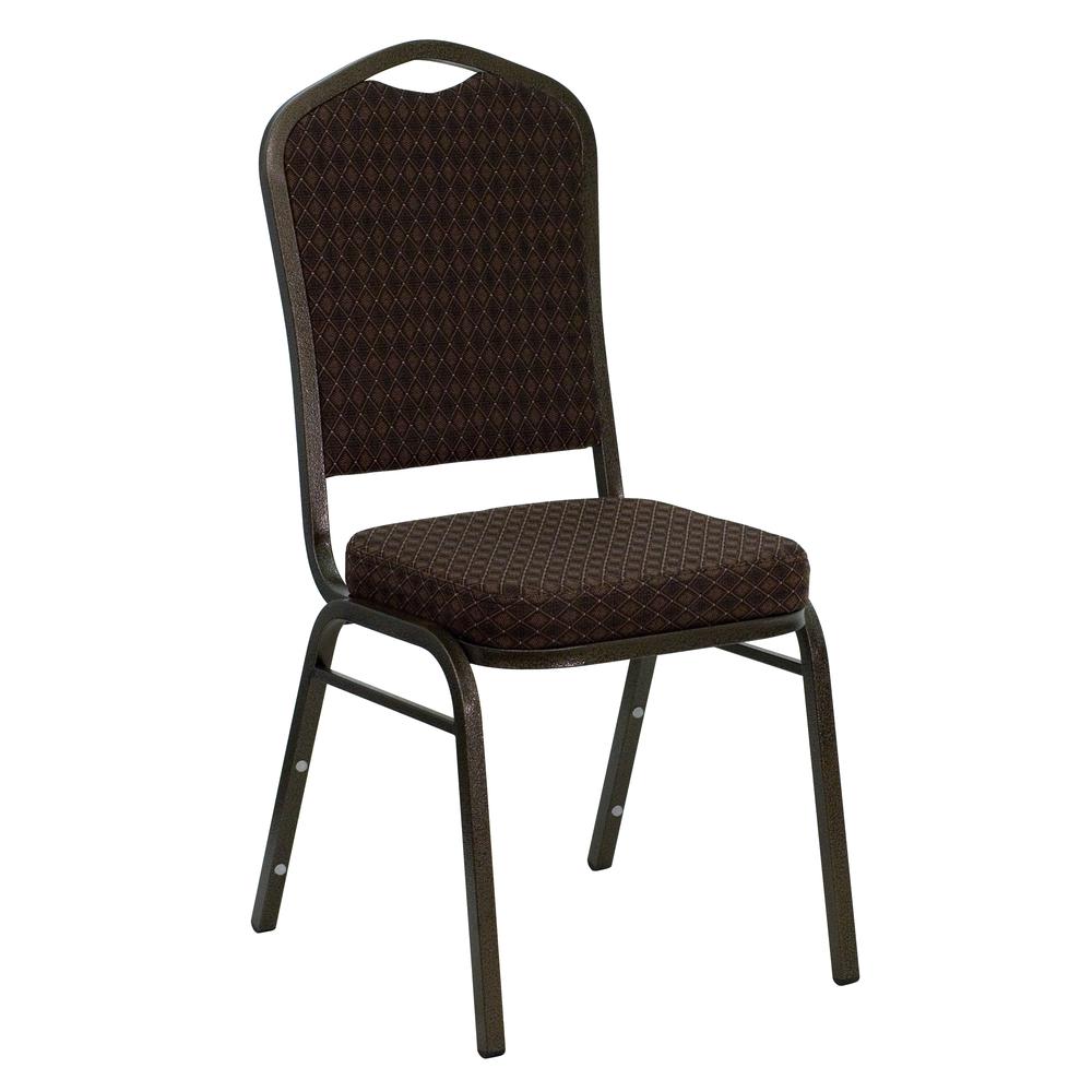 Hercules Series Crown Back Stacking Banquet Chair In Brown Patterned Fabric - Gold Vein Frame By Flash Furniture | Side Chairs | Modishstore - 1