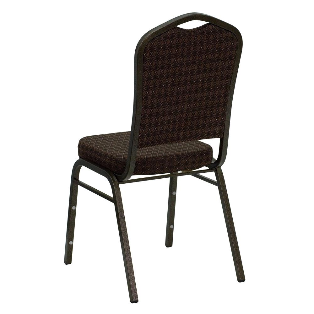 Hercules Series Crown Back Stacking Banquet Chair In Brown Patterned Fabric - Gold Vein Frame By Flash Furniture | Side Chairs | Modishstore - 3