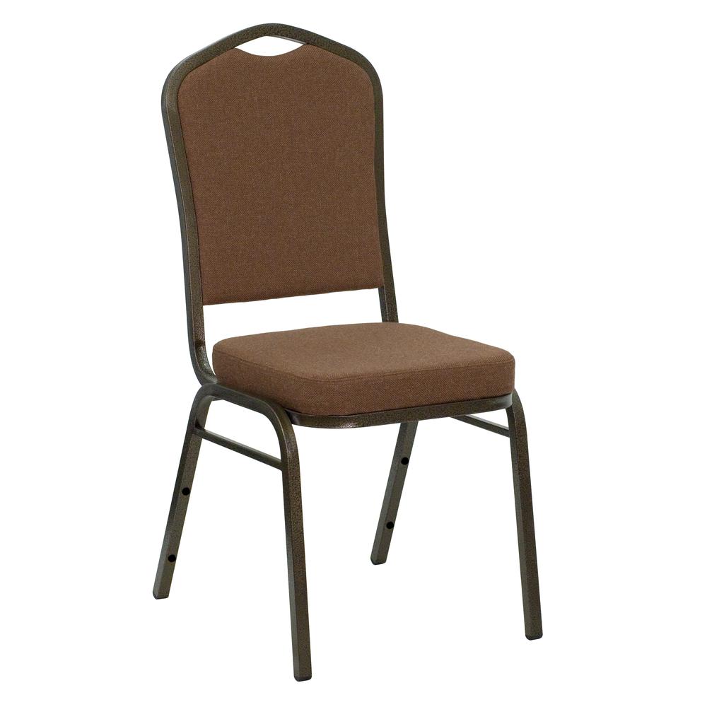 Hercules Series Crown Back Stacking Banquet Chair In Coffee Fabric - Gold Vein Frame By Flash Furniture | Side Chairs | Modishstore - 1