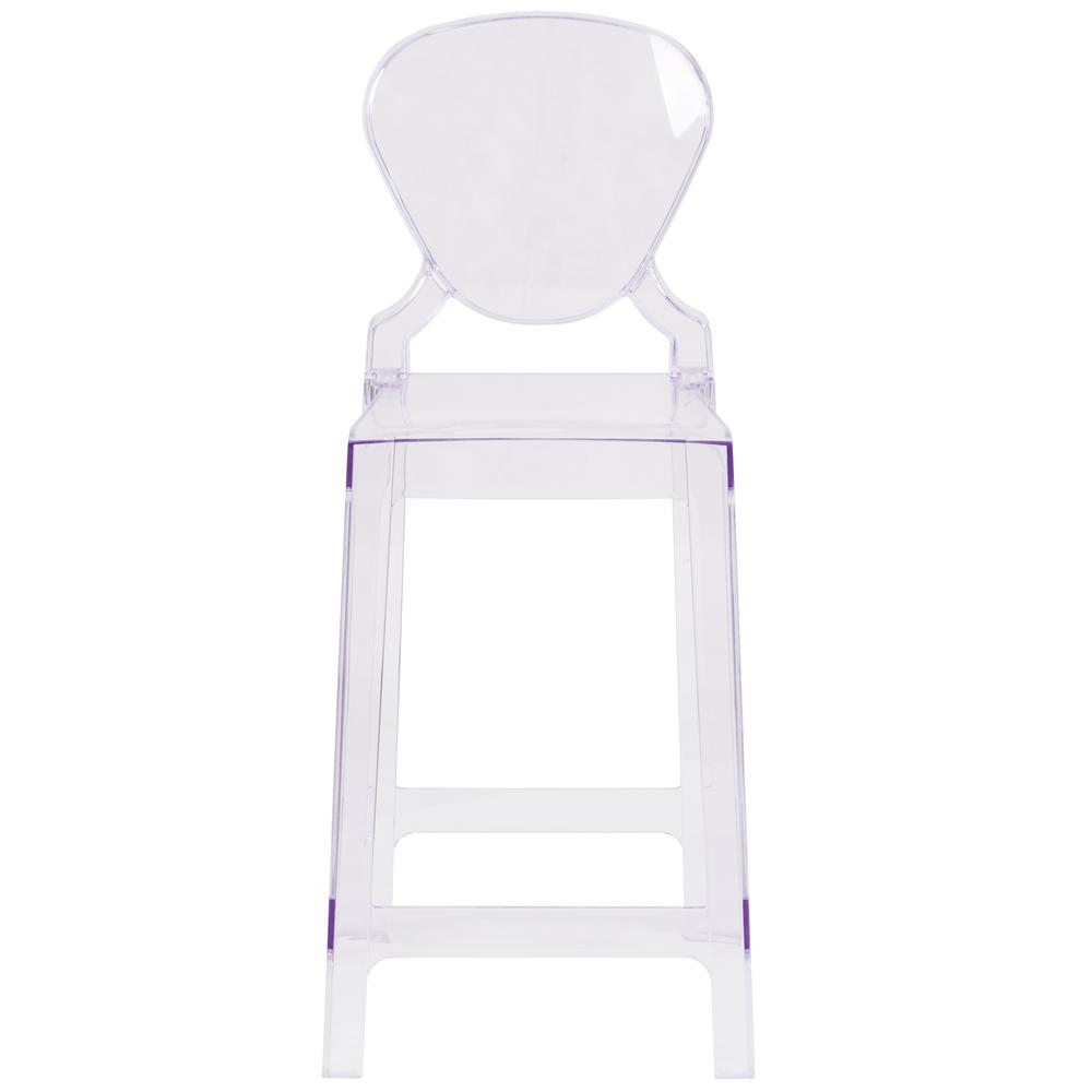 Ghost Counter Stool With Tear Back In Transparent Crystal By Flash Furniture | Bar Stools | Modishstore - 4