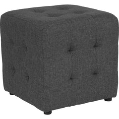 Avendale Tufted Upholstered Ottoman Pouf In Dark Gray Fabric By Flash Furniture