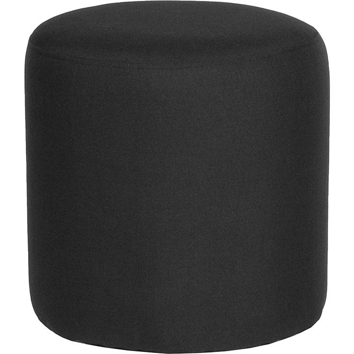 Barrington Upholstered Round Ottoman Pouf In Black Fabric By Flash Furniture | Ottomans | Modishstore - 2