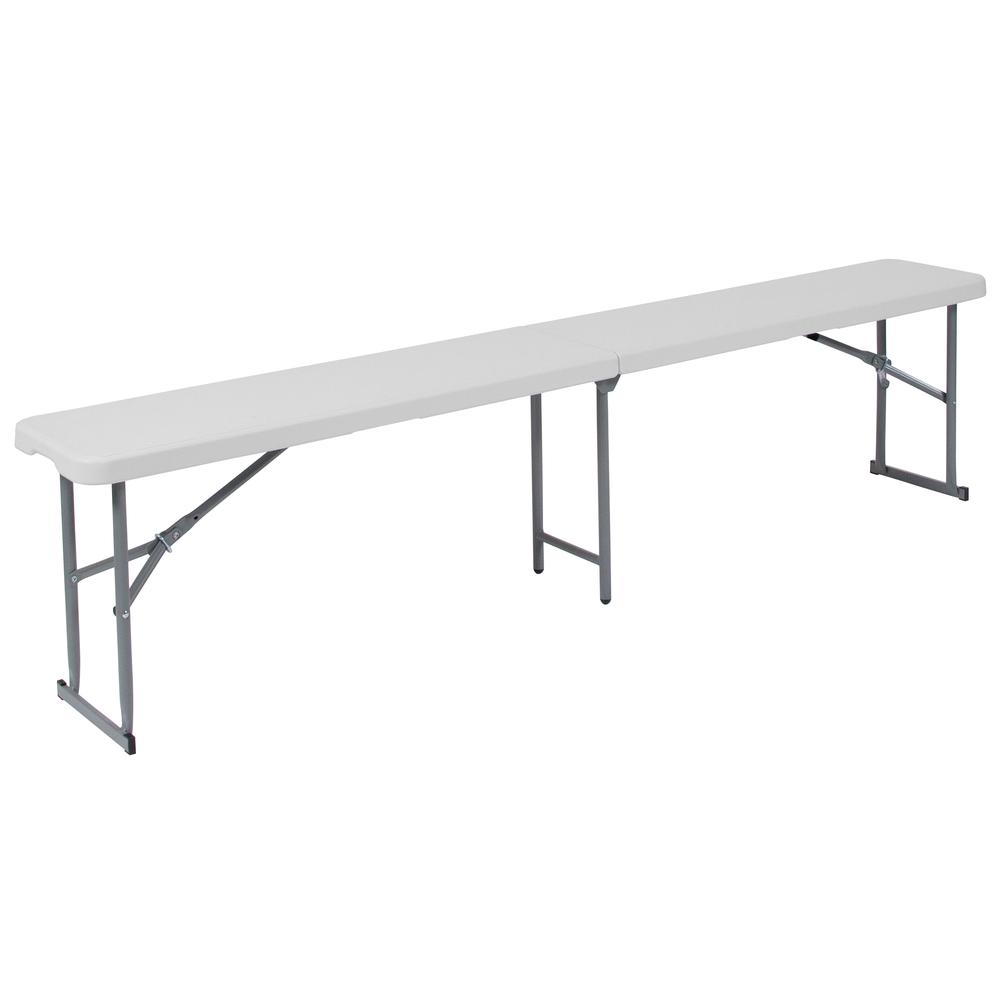 10.25''W X 71''L Bi-Fold Granite White Plastic Bench With Carrying Handle By Flash Furniture | Benches | Modishstore - 1