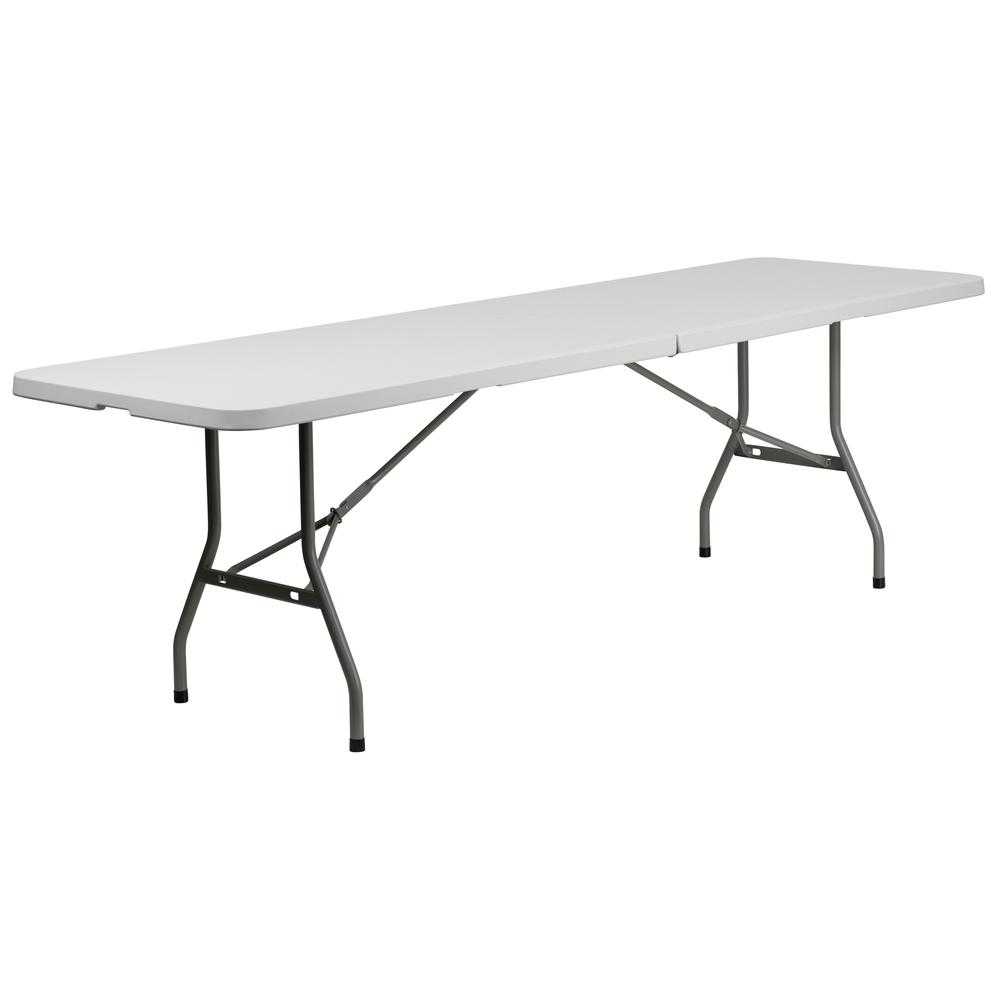 8-Foot Bi-Fold Granite White Plastic Banquet And Event Folding Table With Carrying Handle By Flash Furniture | Outdoor Tables | Modishstore - 1