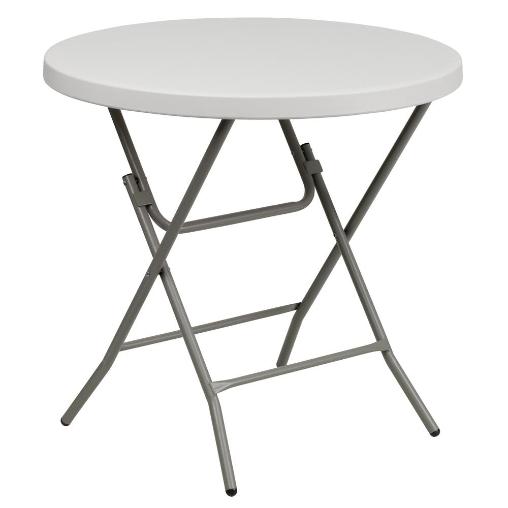 2.63-Foot Round Granite In White Plastic Folding Table By Flash Furniture | Outdoor Tables | Modishstore - 1