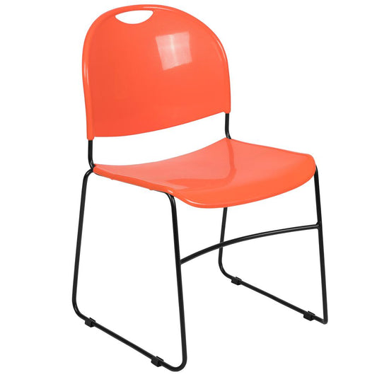 Hercules Series 880 Lb. Capacity Orange Ultra-Compact Stack Chair With Black Powder Coated Frame By Flash Furniture | Side Chairs | Modishstore - 1