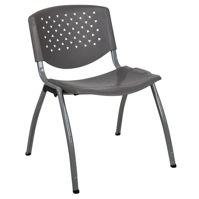 Hercules Series 880 Lb. Capacity Gray Plastic Stack Chair With Titanium Gray Powder Coated Frame By Flash Furniture | Side Chairs | Modishstore - 1