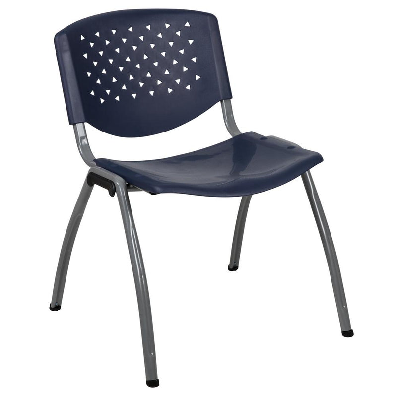 Hercules Series 880 Lb. Capacity Navy Plastic Stack Chair With Titanium Gray Powder Coated Frame By Flash Furniture | Side Chairs | Modishstore - 1