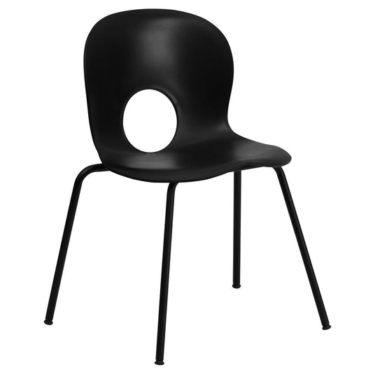 Hercules Series 770 Lb. Capacity Designer Black Plastic Stack Chair With Black Frame By Flash Furniture | Side Chairs | Modishstore - 1