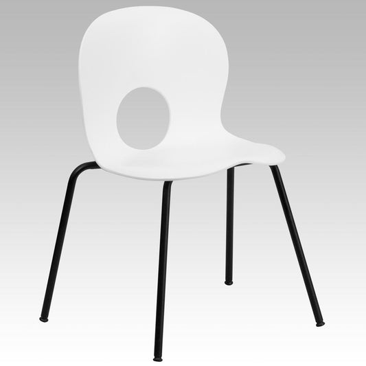 Hercules Series 770 Lb. Capacity Designer White Plastic Stack Chair With Black Frame By Flash Furniture | Side Chairs | Modishstore - 1