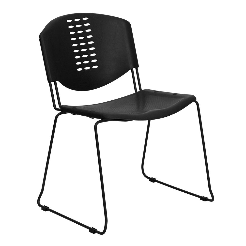 Hercules Series 400 Lb. Capacity Black Plastic Stack Chair With Black Frame By Flash Furniture | Side Chairs | Modishstore - 1