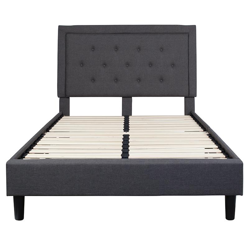 Roxbury Full Size Tufted Upholstered Platform Bed In Dark Gray Fabric By Flash Furniture | Beds | Modishstore - 3