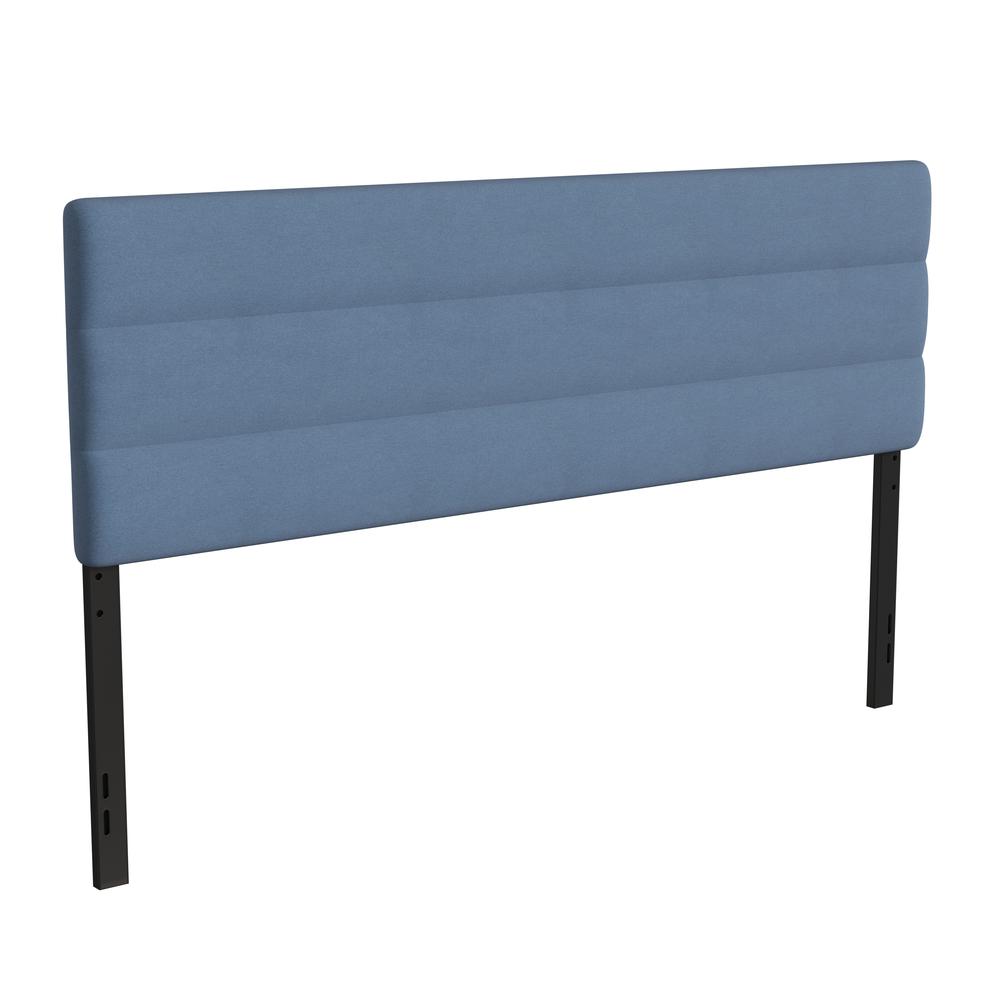 Paxton King Channel Stitched Fabric Upholstered Headboard, Adjustable Height From  44.5" To 57.25" - Blue By Flash Furniture | Headboards | Modishstore - 1