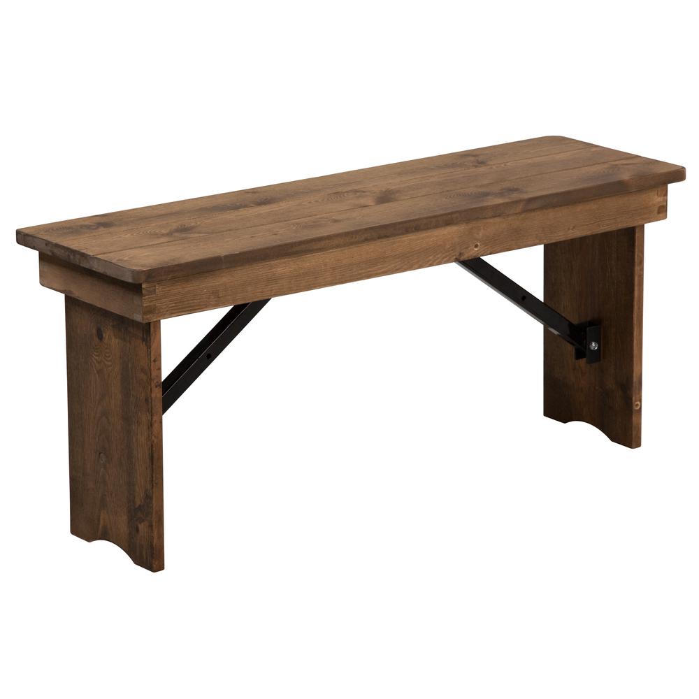 Hercules Series 40'' X 12'' Antique Rustic Solid Pine Folding Farm Bench By Flash Furniture | Benches | Modishstore - 1