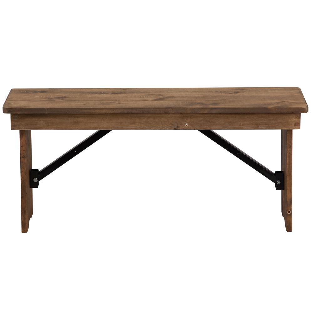 Hercules Series 40'' X 12'' Antique Rustic Solid Pine Folding Farm Bench By Flash Furniture | Benches | Modishstore - 2