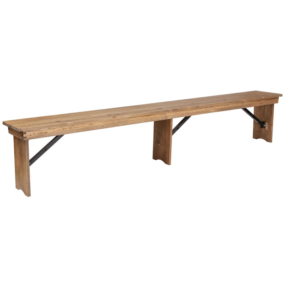 Hercules Series 8' X 12'' Antique Rustic Solid Pine Folding Farm Bench With 3 Legs By Flash Furniture | Benches | Modishstore - 1