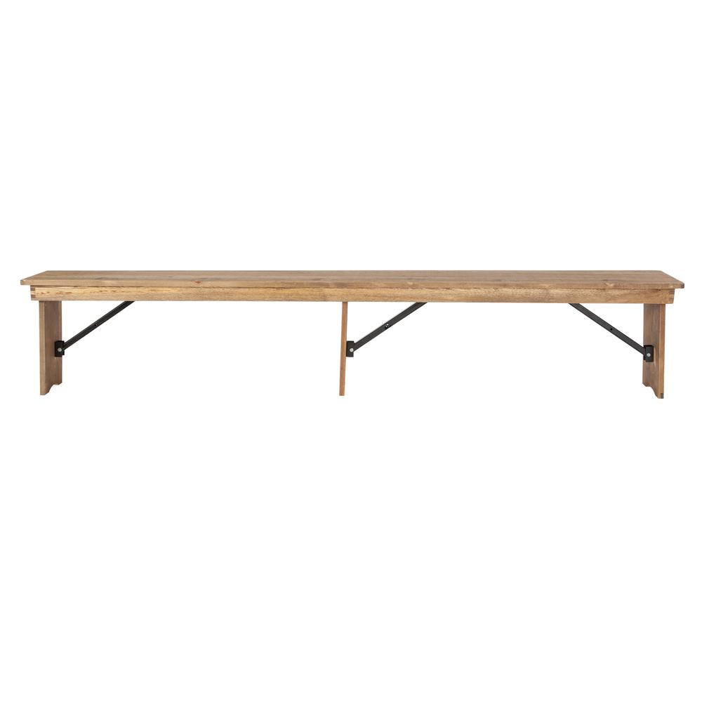 Hercules Series 8' X 12'' Antique Rustic Solid Pine Folding Farm Bench With 3 Legs By Flash Furniture | Benches | Modishstore - 2