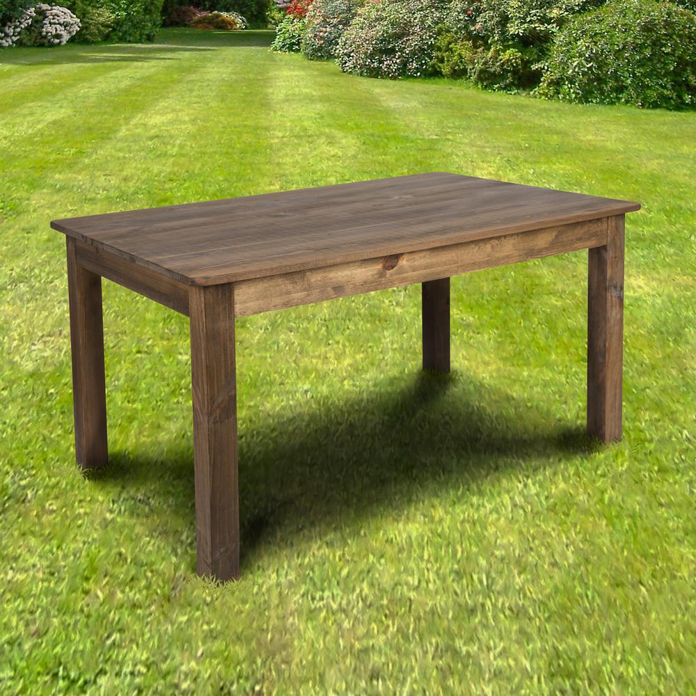 60" X 38" Rectangular Antique Rustic Solid Pine Farm Dining Table By Flash Furniture | Outdoor Tables | Modishstore - 2