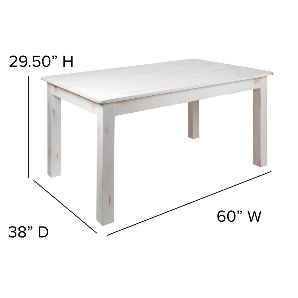 Hercules Series 60" X 38" Rectangular Antique Rustic White Solid Pine Farm Dining Table By Flash Furniture | Dining Tables | Modishstore - 4