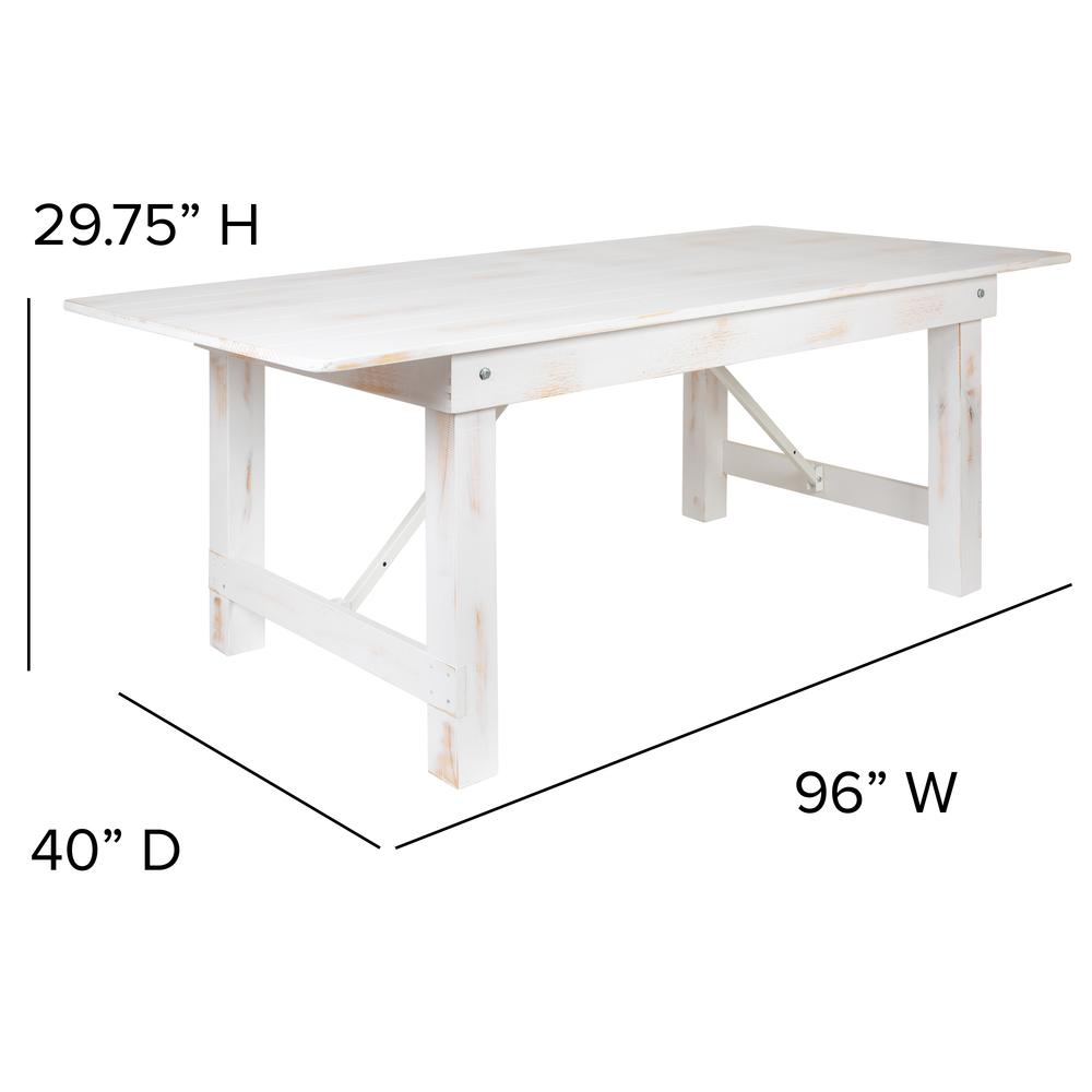 Hercules Series 8' X 40" Rectangular Antique Rustic White Solid Pine Folding Farm Table By Flash Furniture | Dining Tables | Modishstore - 4