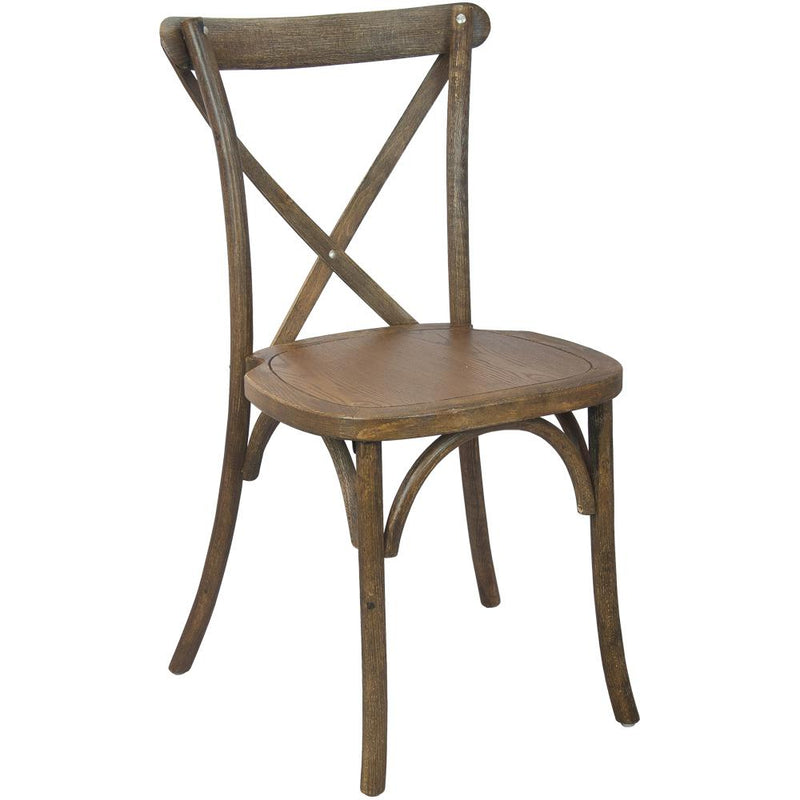 Advantage Hand Scraped Dark Natural X-Back Chair By Flash Furniture | Dining Chairs | Modishstore - 1