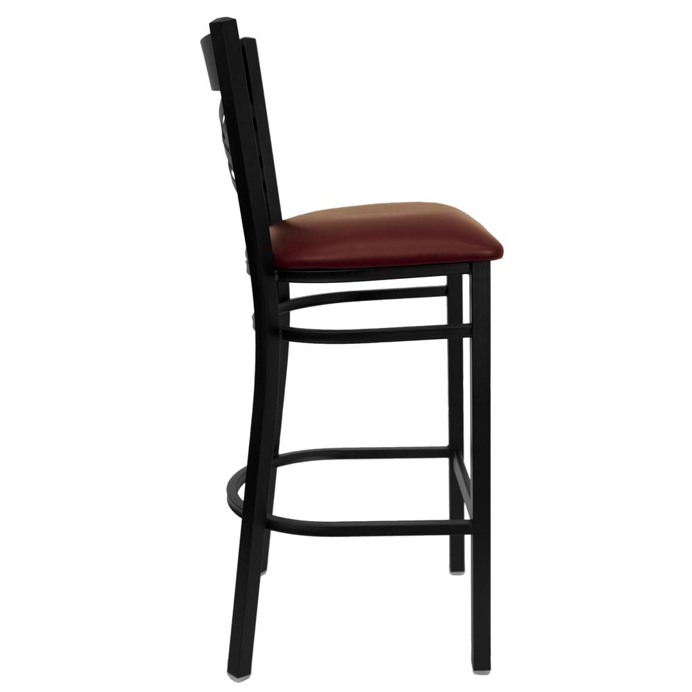 Hercules Series Black ''X'' Back Metal Restaurant Barstool - Burgundy Vinyl Seat By Flash Furniture | Bar Stools | Modishstore - 2