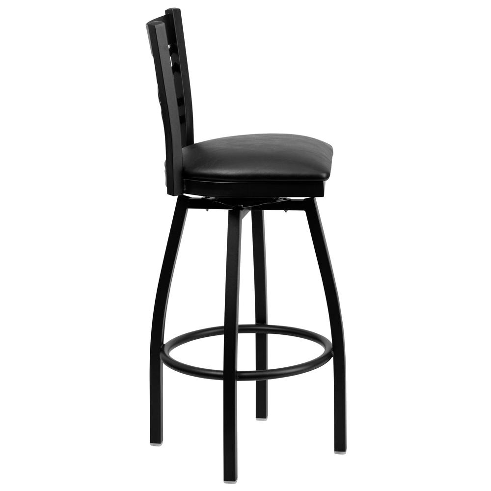 Hercules Series Black ''X'' Back Swivel Metal Barstool - Black Vinyl Seat By Flash Furniture | Bar Stools | Modishstore - 2