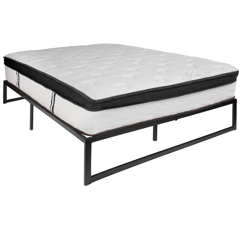 14 Inch Metal Platform Bed Frame With 12 Inch Memory Foam Pocket Spring Mattress In A Box (No Box Spring Required) - Queen By Flash Furniture | Beds | Modishstore - 2