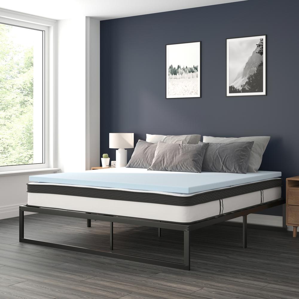 14 Inch Metal Platform Bed Frame With 10 Inch Pocket Spring Mattress In A Box And 3 Inch Cool Gel Memory Foam Topper - King By Flash Furniture | Beds | Modishstore - 2