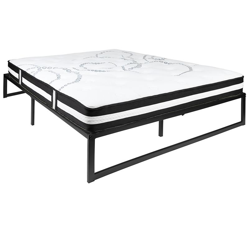 14 Inch Metal Platform Bed Frame With 12 Inch Pocket Spring Mattress In A Box (No Box Spring Required) - Queen By Flash Furniture | Beds | Modishstore - 2