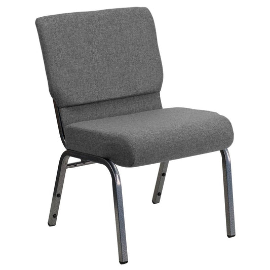 Hercules Series 21''W Stacking Church Chair In Gray Fabric - Silver Vein Frame By Flash Furniture | Side Chairs | Modishstore - 1