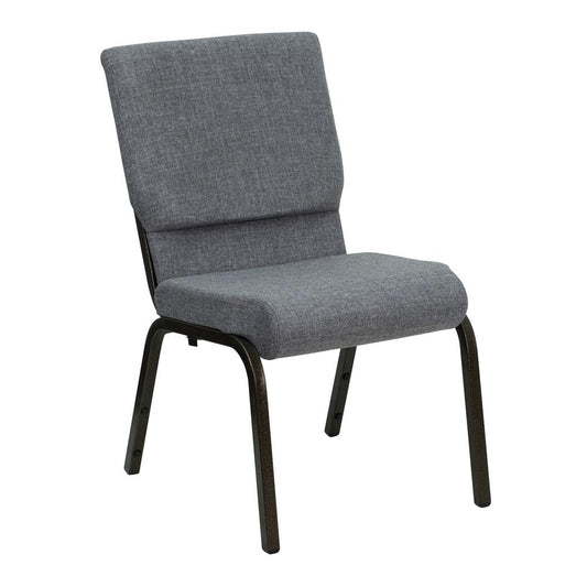 Hercules Series 18.5''W Stacking Church Chair In Gray Fabric - Gold Vein Frame By Flash Furniture | Side Chairs | Modishstore - 1