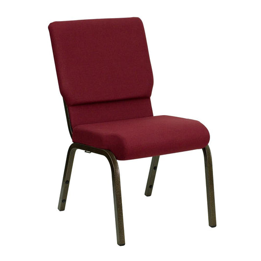 Hercules Series 18.5''W Stacking Church Chair In Burgundy Fabric - Gold Vein Frame By Flash Furniture | Side Chairs | Modishstore