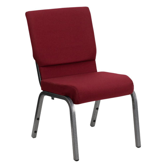 Hercules Series 18.5''W Stacking Church Chair In Burgundy Fabric - Silver Vein Frame By Flash Furniture | Side Chairs | Modishstore - 1