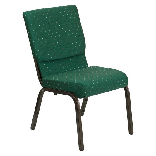 Hercules Series 18.5''W Stacking Church Chair In Green Patterned Fabric - Gold Vein Frame By Flash Furniture | Side Chairs | Modishstore - 1