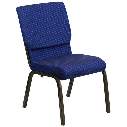 Hercules Series 18.5''W Stacking Church Chair In Navy Blue Patterned Fabric - Gold Vein Frame By Flash Furniture | Side Chairs | Modishstore - 1