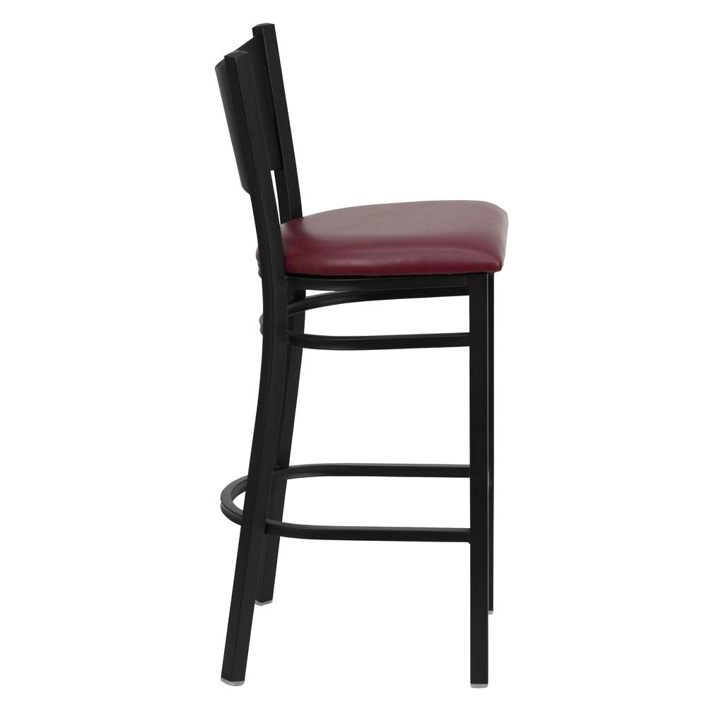 Hercules Series Black Coffee Back Metal Restaurant Barstool - Burgundy Vinyl Seat By Flash Furniture | Bar Stools | Modishstore - 2