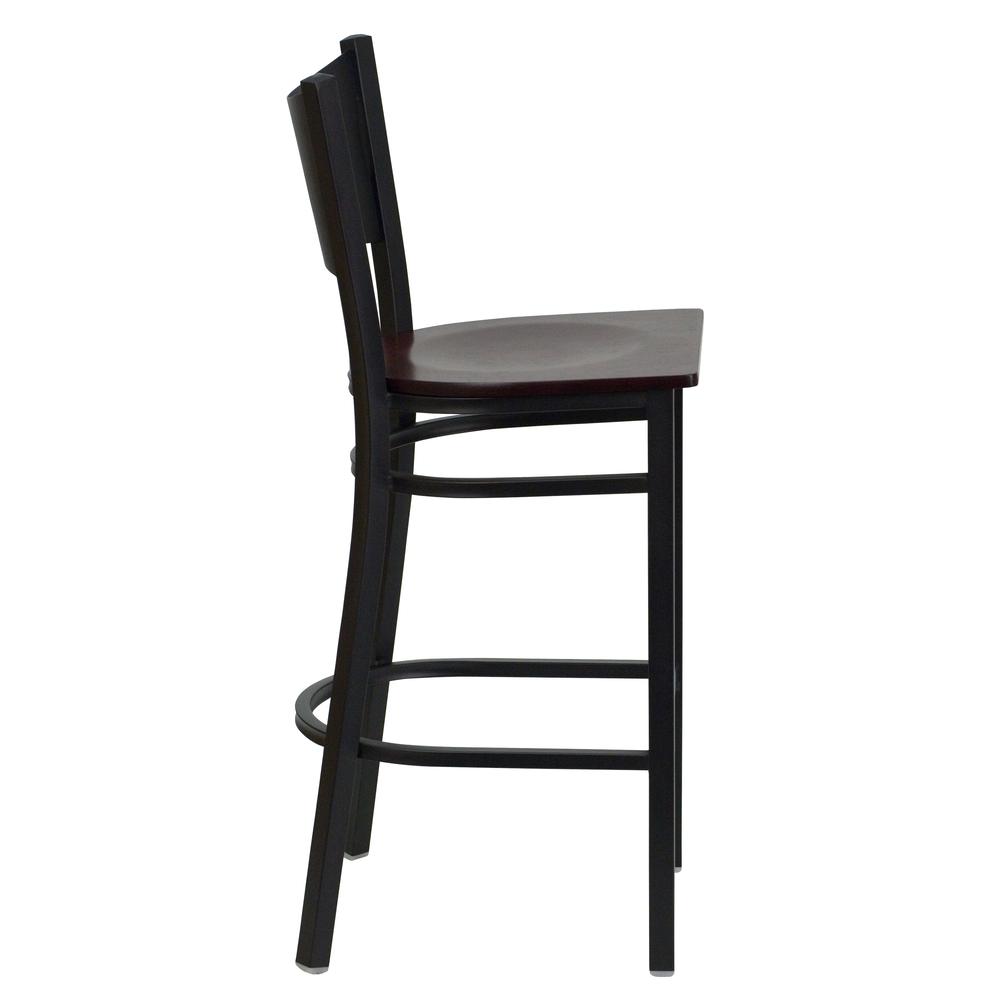 Hercules Series Black Coffee Back Metal Restaurant Barstool - Mahogany Wood Seat By Flash Furniture | Bar Stools | Modishstore - 2