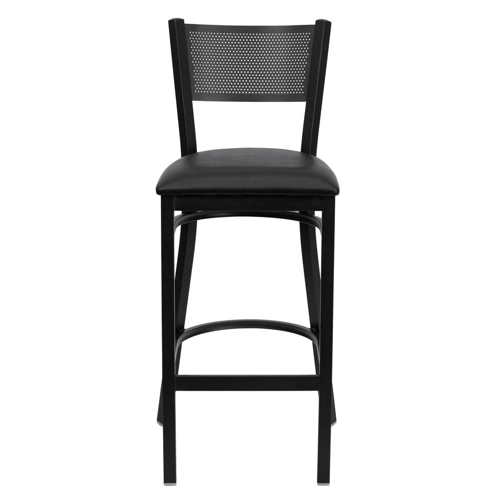 Hercules Series Black Grid Back Metal Restaurant Barstool - Black Vinyl Seat By Flash Furniture | Bar Stools | Modishstore - 4