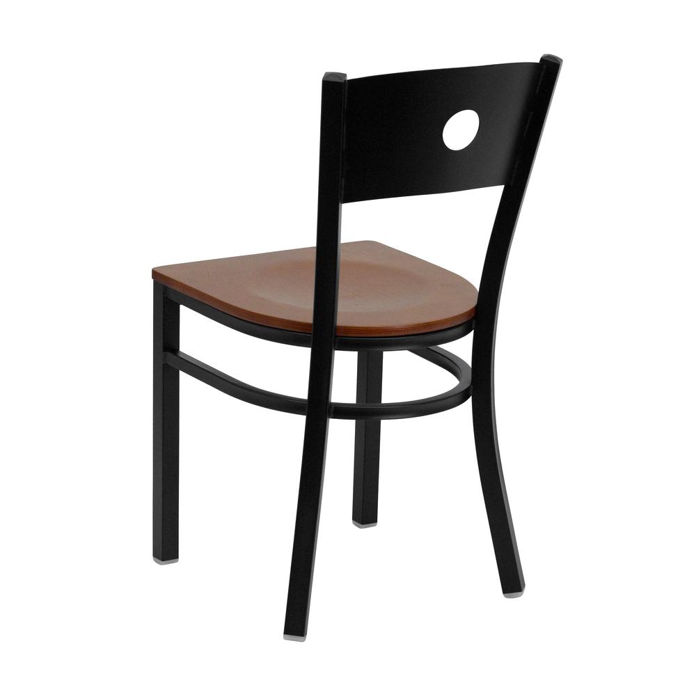 Hercules Series Black Circle Back Metal Restaurant Chair - Cherry Wood Seat By Flash Furniture | Dining Chairs | Modishstore - 3