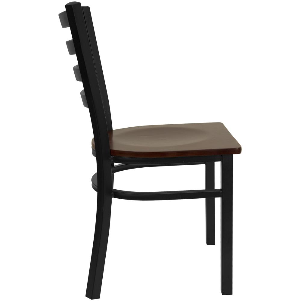 Hercules Series Black Ladder Back Metal Restaurant Chair - Mahogany Wood Seat By Flash Furniture | Dining Chairs | Modishstore - 2