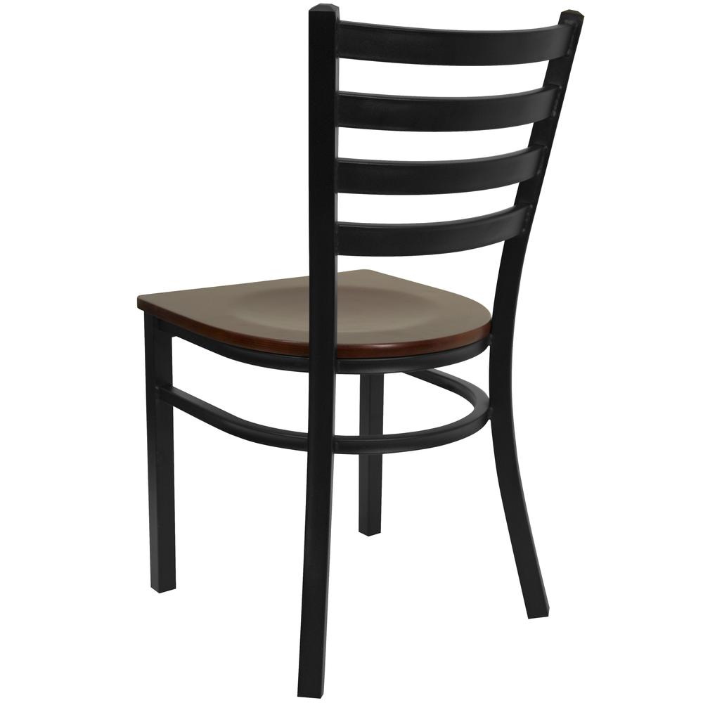 Hercules Series Black Ladder Back Metal Restaurant Chair - Mahogany Wood Seat By Flash Furniture | Dining Chairs | Modishstore - 3